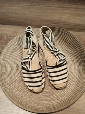 Soludos Striped Black and White Espadrille Sandals - Women